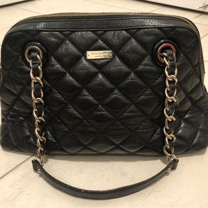 Kate Spade black leather satchel shoulder bag